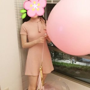 Size 2 cotton Pink mini dress;only worn once, one side off shoulder